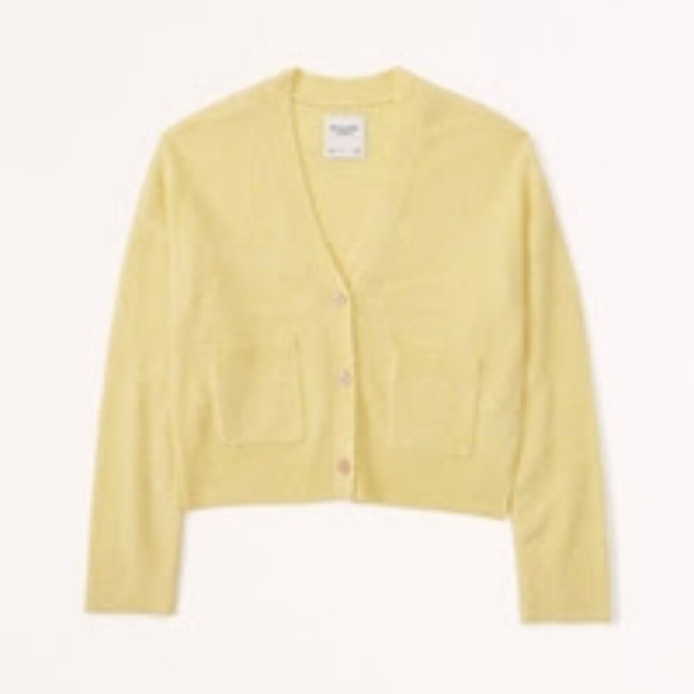 NWT Abercrombie Classic Short Cardigan in Yellow - Size Medium